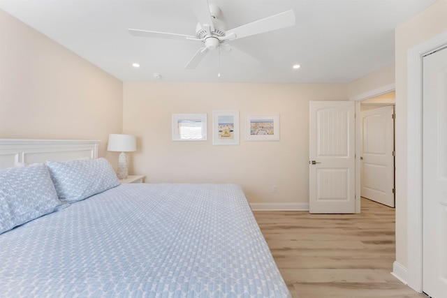 120 W 1st Ave Unit 1, North Wildwood, NJ 08260 - bedroom featuring light wood-type flooring, recessed lighting, and a ceiling fan