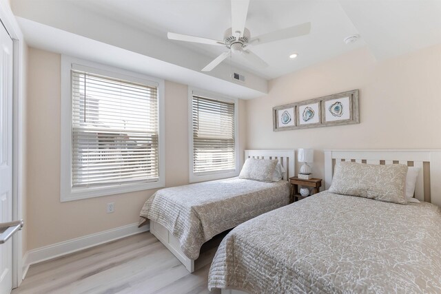 120 W 1st Ave Unit 1, North Wildwood, NJ 08260 - bedroom featuring light wood-style flooring, a ceiling fan, and recessed lighting