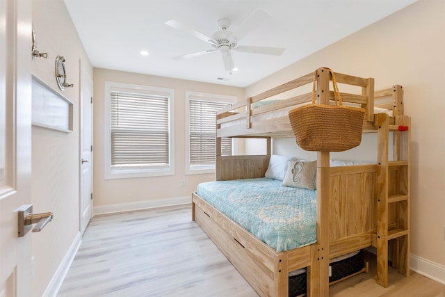120 W 1st Ave Unit 1, North Wildwood, NJ 08260 - bedroom with light wood-style flooring, recessed lighting, and ceiling fan