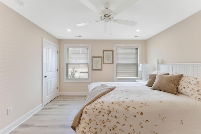 120 W 1st Ave Unit 1, North Wildwood, NJ 08260 - bedroom with light wood-style flooring, ceiling fan, and recessed lighting