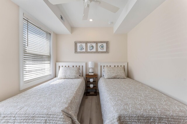 120 W 1st Ave Unit 1, North Wildwood, NJ 08260 - bedroom featuring multiple windows, wood finished floors, recessed lighting, and a ceiling fan