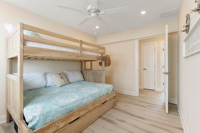 120 W 1st Ave Unit 1, North Wildwood, NJ 08260 - bedroom with light wood-style flooring, recessed lighting, and a ceiling fan