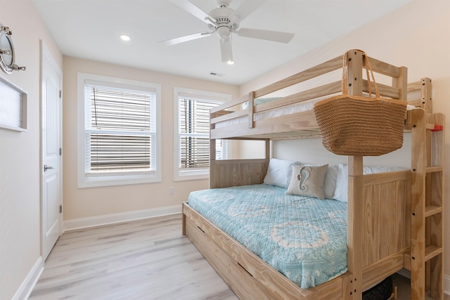 120 W 1st Ave Unit 1, North Wildwood, NJ 08260 - bedroom featuring light wood-type flooring, a ceiling fan, and recessed lighting