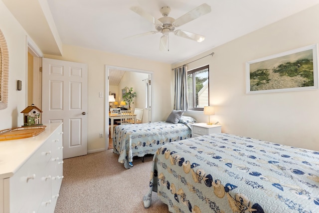 bedroom with carpet and ceiling fan