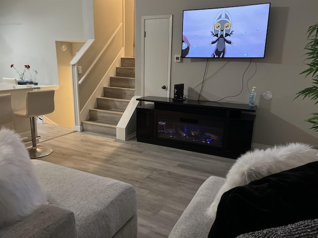 living room with light wood-type flooring