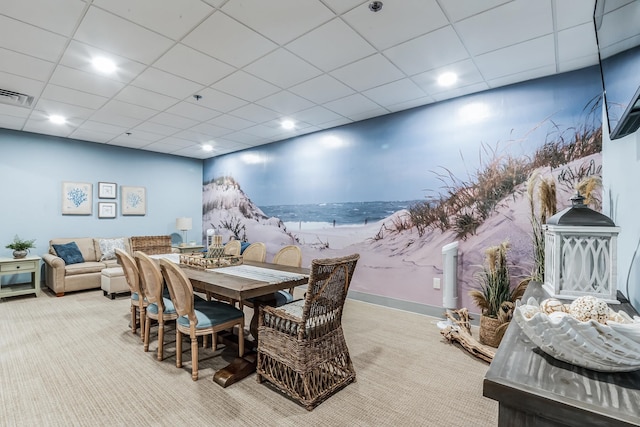 view of carpeted dining room