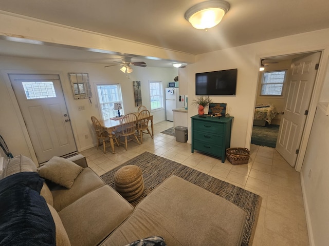 view of tiled living room