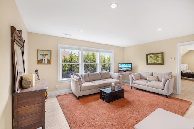 735 Maple Ave, West Cape May, NJ 08204 - living room featuring recessed lighting and light wood-style flooring