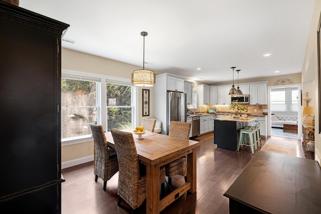 735 Maple Ave, West Cape May, NJ 08204 - dining area with wood finished floors and recessed lighting