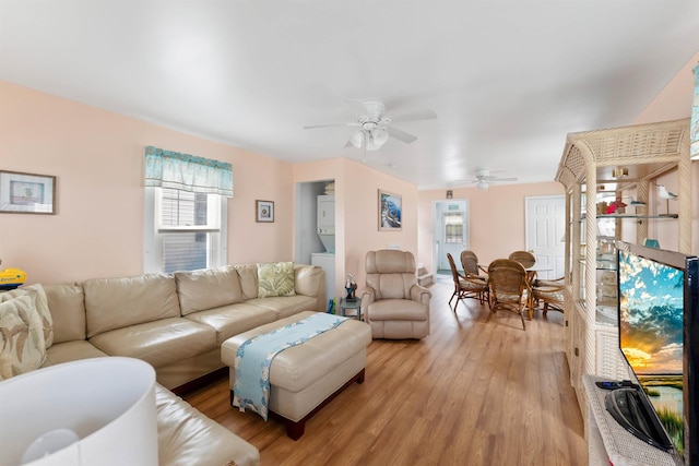 214 W 12th Ave, North Wildwood, NJ 08260 - living room featuring healthy amount of natural light, light wood-style floors, and ceiling fan