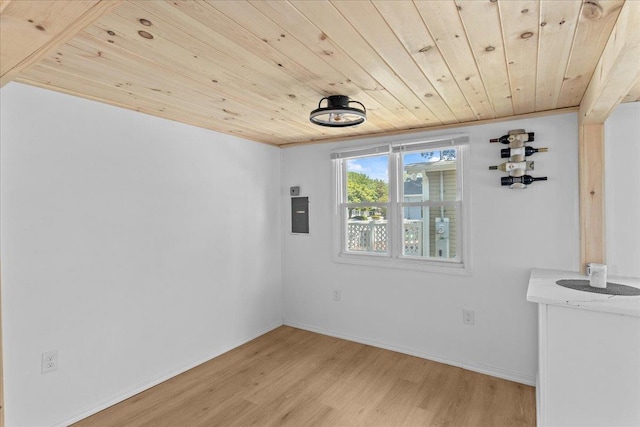 6 E Atlantic Ave, Villas, NJ 08251 - unfurnished dining area with wood ceiling, light wood-style flooring, and baseboards