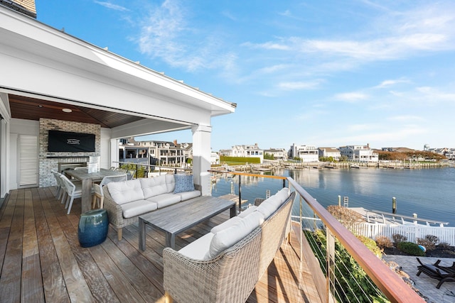 deck with a water view