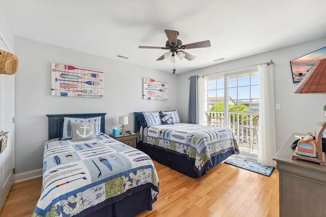 148 W Heather Rd Unit 148, Wildwood Crest, NJ 08260 - bedroom with access to exterior, wood finished floors, ceiling fan, and baseboards