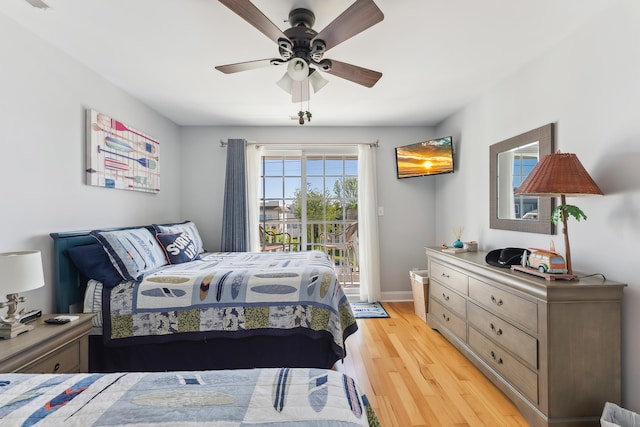 148 W Heather Rd Unit 148, Wildwood Crest, NJ 08260 - bedroom with access to outside, light wood-style floors, baseboards, and a ceiling fan