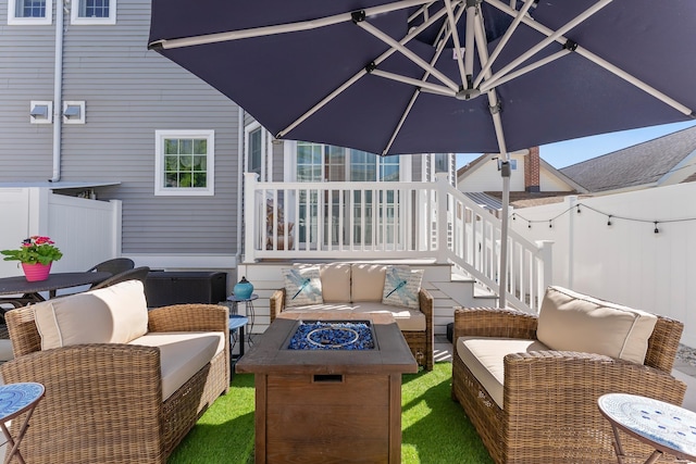 148 W Heather Rd Unit 148, Wildwood Crest, NJ 08260 - view of patio / terrace featuring an outdoor living space with a fire pit