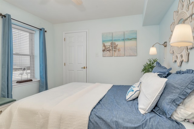 bedroom featuring ceiling fan