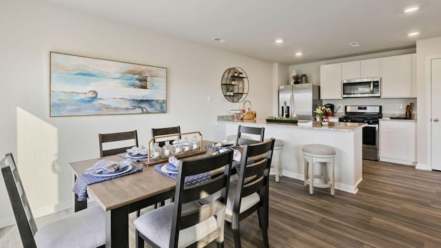214 Bentz Ave, Villas, NJ 08251 - dining room with dark wood finished floors, recessed lighting, and baseboards