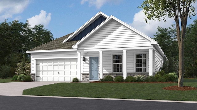 214 Bentz Ave, Villas, NJ 08251 - view of front of house featuring concrete driveway, an attached garage, board and batten siding, and a front lawn