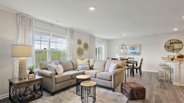 214 Bentz Ave, Villas, NJ 08251 - living area featuring baseboards, recessed lighting, and wood finished floors