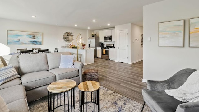 214 Bentz Ave, Villas, NJ 08251 - living area with recessed lighting, wood finished floors, and baseboards