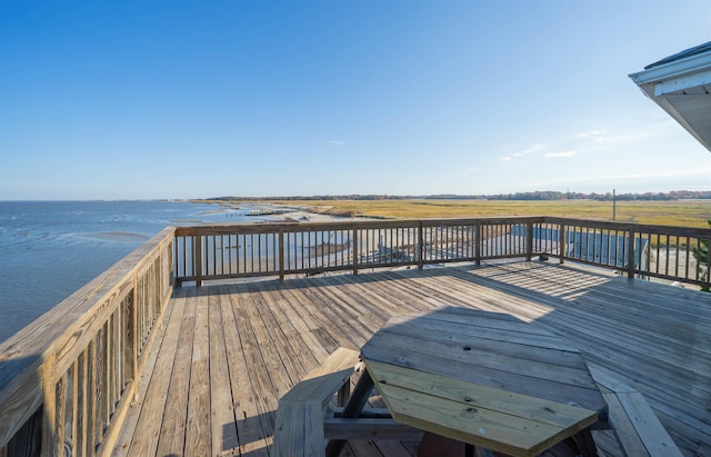 wooden terrace with a water view