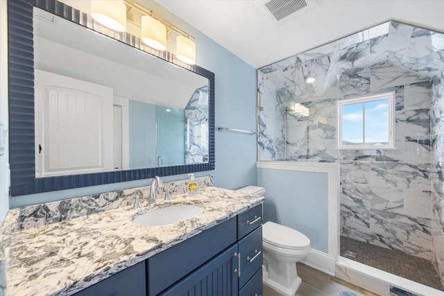 2958 Avalon Ave, Avalon, NJ 08202 - bathroom featuring vanity, a marble finish shower, and wood finished floors