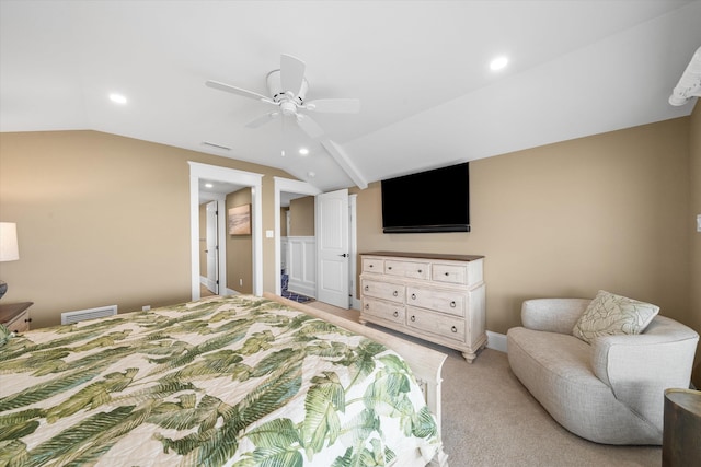 2958 Avalon Ave, Avalon, NJ 08202 - bedroom featuring lofted ceiling, light carpet, a ceiling fan, and recessed lighting
