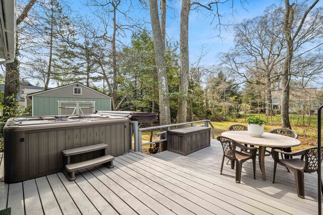331 Holly Ln, Erma, NJ 08204 - wooden terrace with a hot tub and outdoor dining area