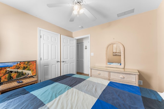 bedroom featuring ceiling fan