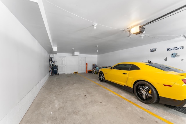 garage with a garage door opener