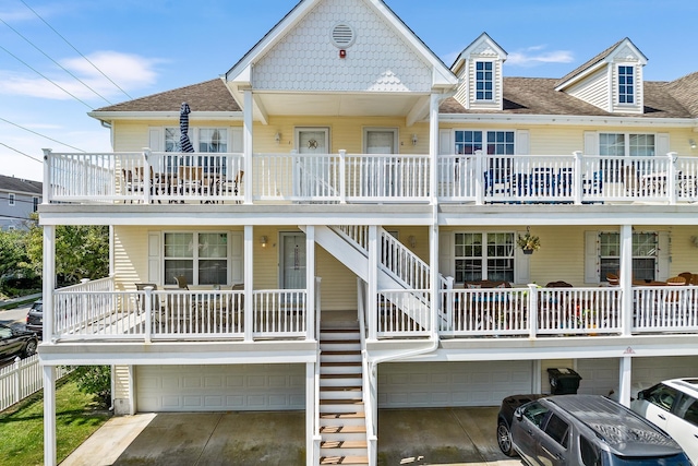 view of front of property with a garage