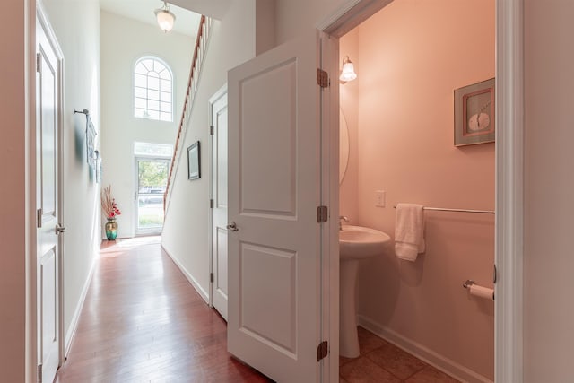 bathroom featuring hardwood / wood-style flooring