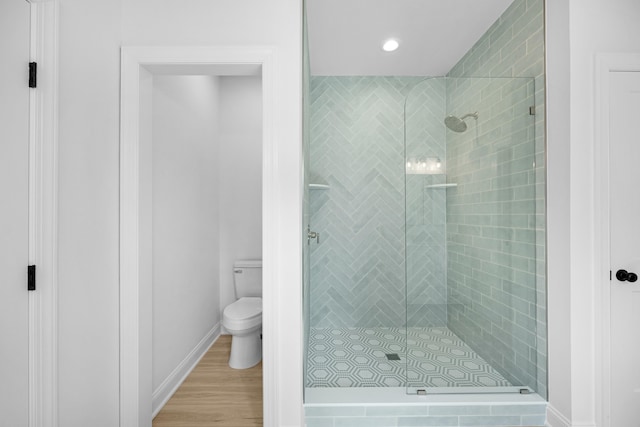 11 Oak Ave, Villas, NJ 08251 - full bathroom featuring toilet, a shower stall, and wood finished floors