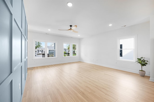 11 Oak Ave, Villas, NJ 08251 - unfurnished living room featuring recessed lighting, a ceiling fan, baseboards, and light wood-type flooring