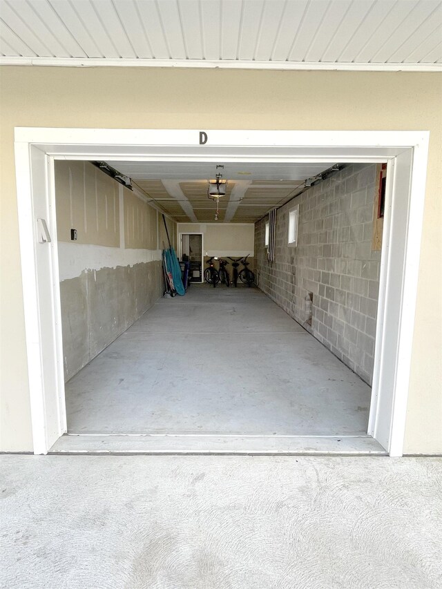 garage with a garage door opener