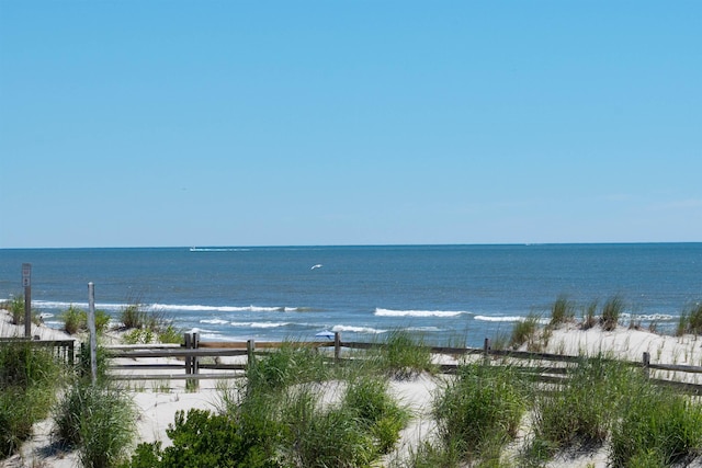 property view of water with a beach view