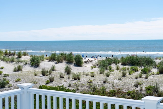 property view of water featuring a beach view