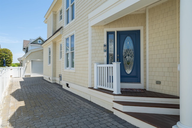 entrance to property with a garage