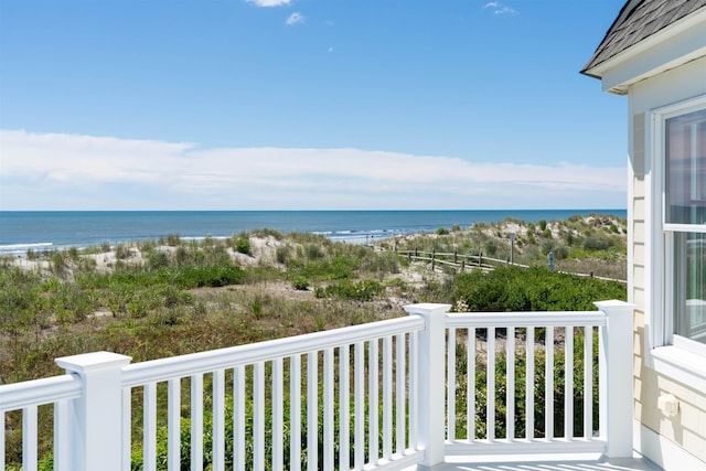 property view of water with a beach view