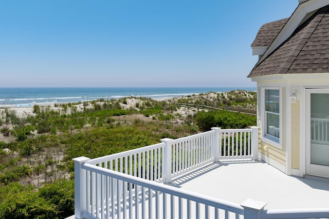 exterior space with a view of the beach and a water view