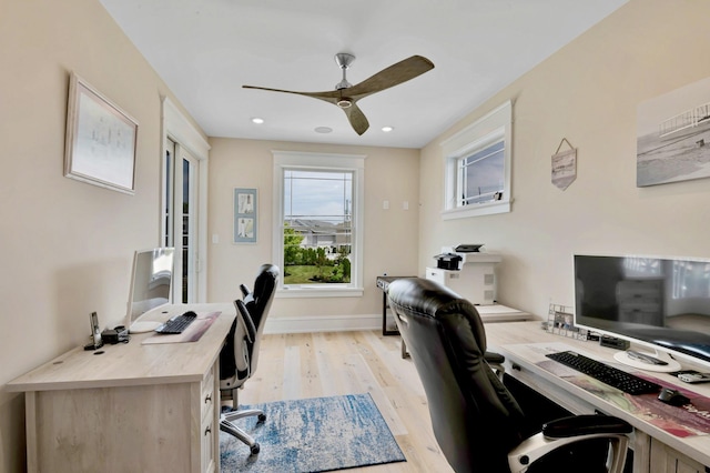 243 N Point Rd, Ocean City, NJ 08226 - home office featuring ceiling fan and light hardwood / wood-style floors