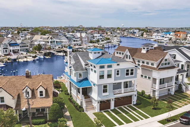 bird's eye view featuring a water view