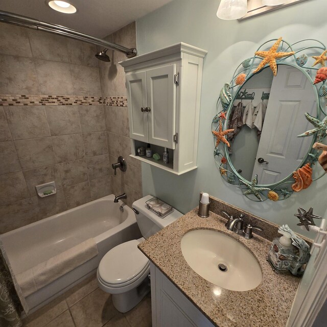 1800 Ocean Ave Unit 515, North Wildwood, NJ 08260 - bathroom featuring toilet, washtub / shower combination, vanity, and tile patterned floors