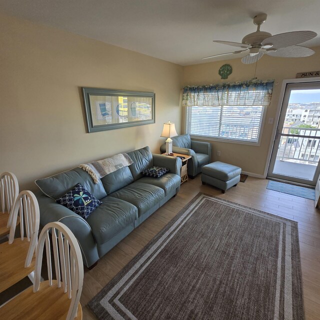 1800 Ocean Ave Unit 515, North Wildwood, NJ 08260 - living area featuring wood finished floors and a ceiling fan