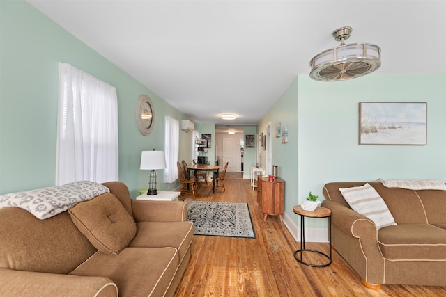 living room with hardwood / wood-style flooring