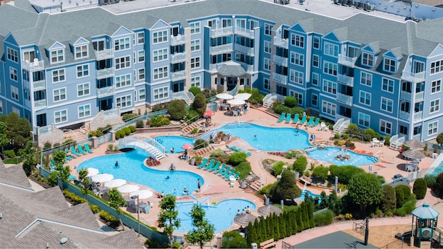 9907 Seapointe Blvd Unit 215, Lower Township, NJ 08260 - bird's eye view of a pool