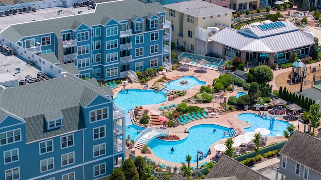 9907 Seapointe Blvd Unit 215, Lower Township, NJ 08260 - drone / aerial view of a pool