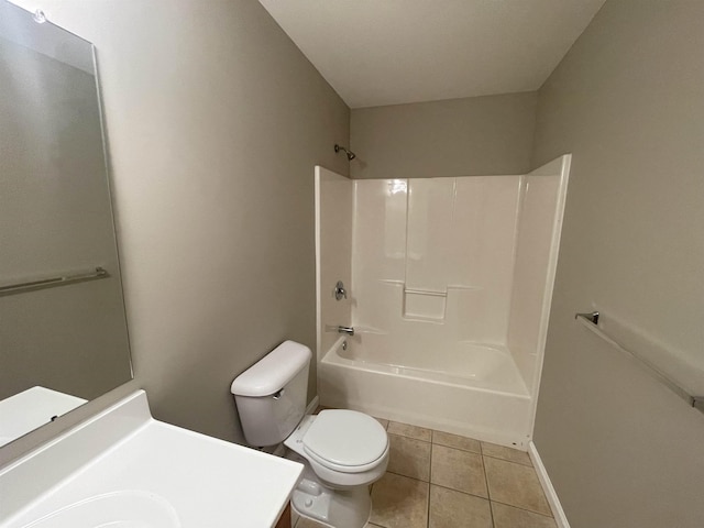 full bathroom with tile patterned floors, shower / washtub combination, vanity, and toilet