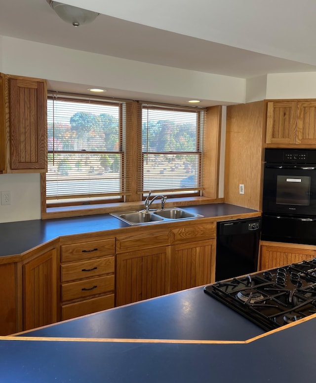 kitchen with sink and black appliances