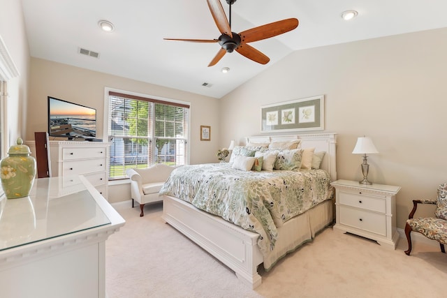 7 Herron Ct Unit 40, Cape May Court House, NJ 08210 - bedroom featuring light colored carpet, lofted ceiling, baseboards, ceiling fan, and recessed lighting